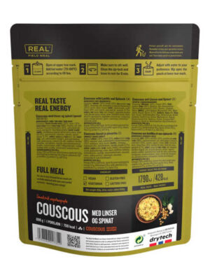 Couscous mit Linsen und Spinat - 705 kcal - Real Field Meal