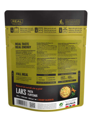 Cremigem Lachs mit Pasta - 601 kcal - Real Field Meal