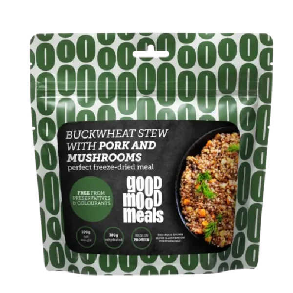 Buchweizeneintopf mit Schweinefleisch und Pilzen - Good Mood Meals