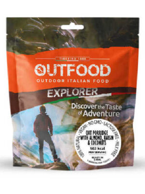 Haferbrei mit Rosinen, Mandeln und Kokosnuss – 502 kcal – Outfood by Tiberino