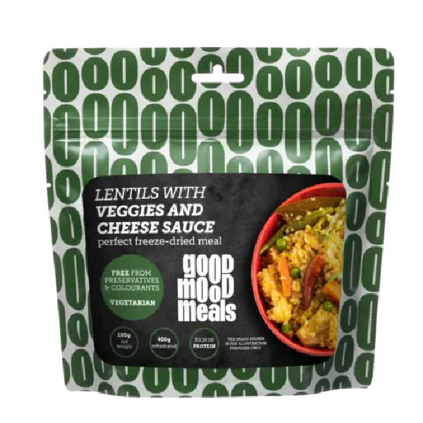 Linsen mit Gemüse und Käsesauce - Good Mood Meals