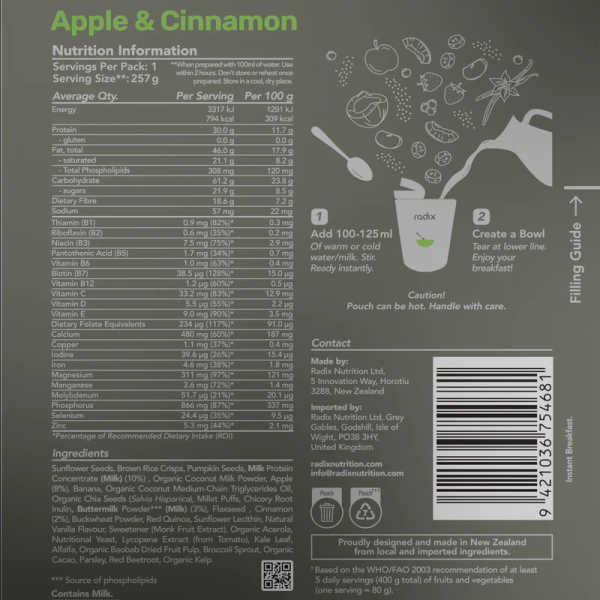 Apple and Cinnamon - Ultra Dairy Breakfast 800 Kcal V10 - Radix Nutrition