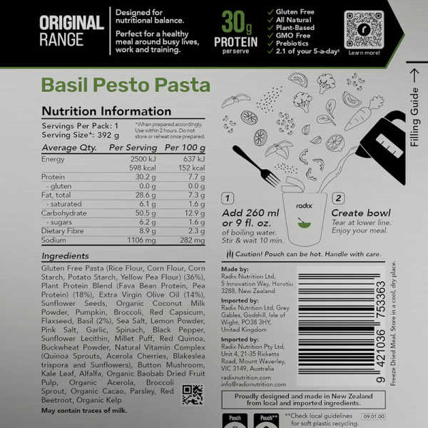 Basil Pesto - Original Meals 600 Kcal V9 - Radix Nutrition