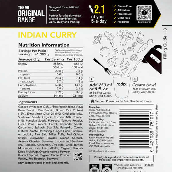 Indian Curry - Original Meals 600 Kcal V9 - Radix Nutrition