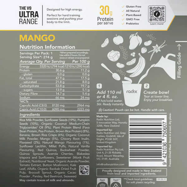 Mango - Ultra Breakfast 800 Kcal V9 - Radix Nutrition