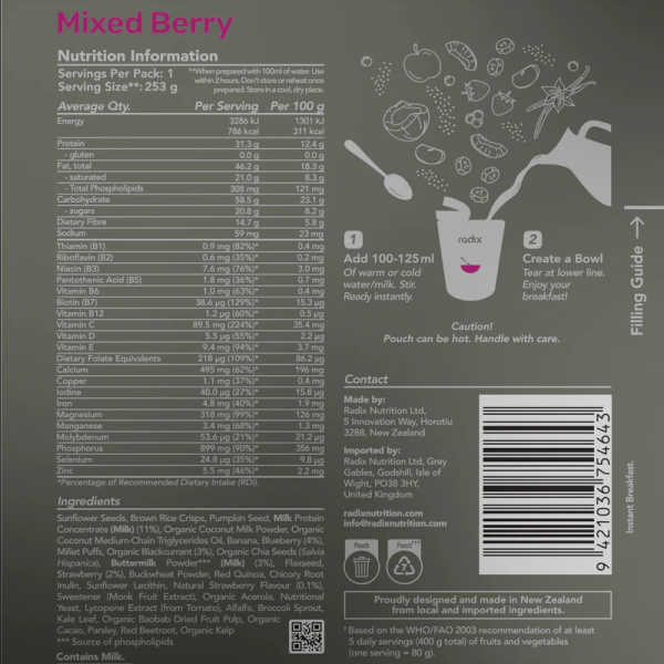Mixed Berry - Ultra Dairy Breakfast 800 Kcal V10 - Radix Nutrition