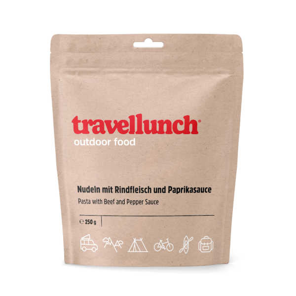 Nudeln mit Rindfleisch und Paprikasauce - Travellunch - 2 Portionen